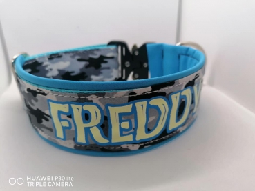 Flecktarn Schneetarn Camouflage Halsband mit Namen personalisiert