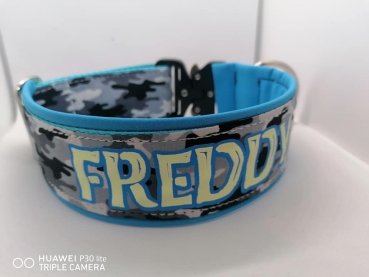 Flecktarn Schneetarn Camouflage Halsband mit Namen personalisiert