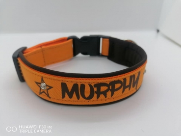 Personalisiertes Hundehalsband orange/braun