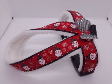 Führgeschirr Schneeman 3,5cm breit Hundegeschirr Weihnachtsmotiv mit Polsterung