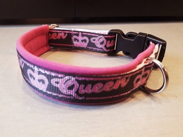 Queen Hundehalsband pink schwarz