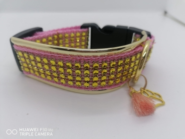 Strassoptik Hundehalsband gold/rosa