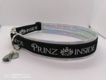 Hundehalsband Prinz Inside schwarz/silber mit Polsterung