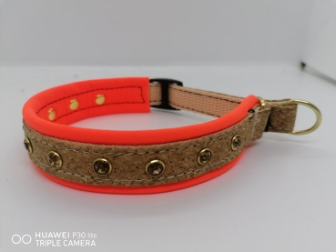 Korkhalsband mit Strassnieten Hundehalsband 2cm breit