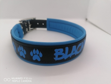 Personalisiertes Biothane Hundehalsband schwarz-blau