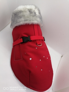 Preview: Hundemantel lila aus wind-und wasserabweisendem Softshell mit Wunschtext