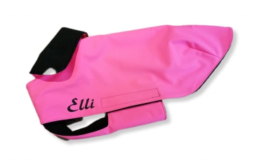 Softshell Mantel neonpink/schwarz mit Wunschtext Hundemantel