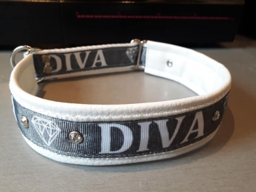 Diva Hundehalsband grau/weiß