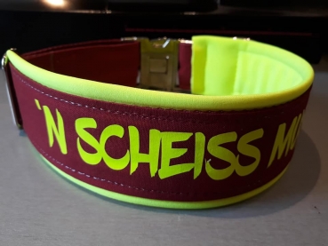 Hundehalsband Namenshalsband mit Wunschtext neongelb bordeaux