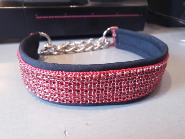 Strass Hundehalsband Strasshalsband Glitzer Halsband rot gepolstert