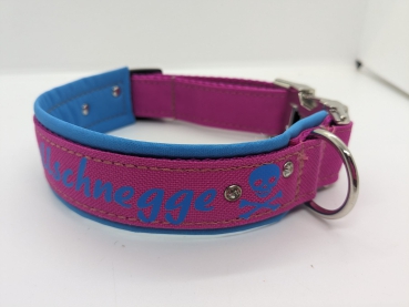 Personalisiertes Hundehalsband pink/ocean
