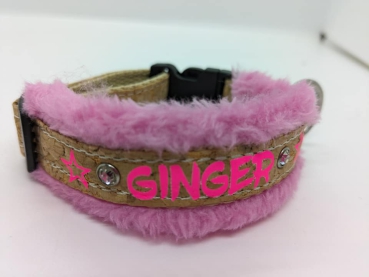 Personalisiertes Hundehalsband aus Kork pink