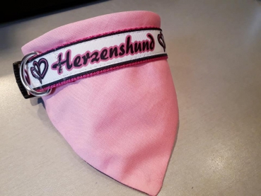 Hundehalsband mit Tuch Hundehalstuch 2 in 1  Herzenshund rosa