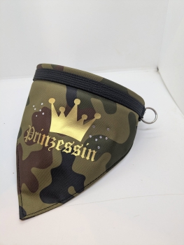 Preview: Hundehalsband mit Tuch 2-in-1-Grün-Flecktarn Look-mit Wunschtext