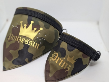 Preview: Hundehalsband mit Tuch 2-in-1-Grün-Flecktarn Look-mit Wunschtext
