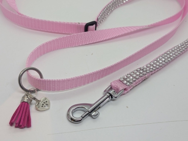 GlamourLeine Deluxe - Verstellbare Hundeleine mit Strass und Glitzer