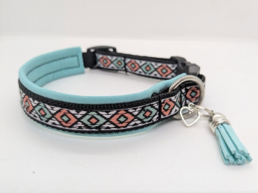 Hundehalsband "Coral Mint" - Softshell-Komfort trifft Ethno-Chic (handgemacht & maßgefertigt)