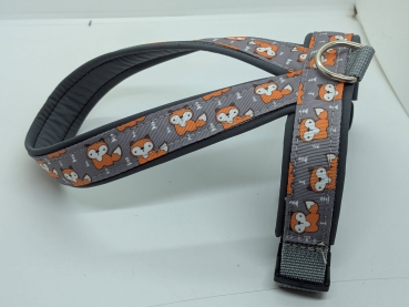 Führgeschirr "Foxy" - Grau mit Softshell & Füchsen, nach Maß