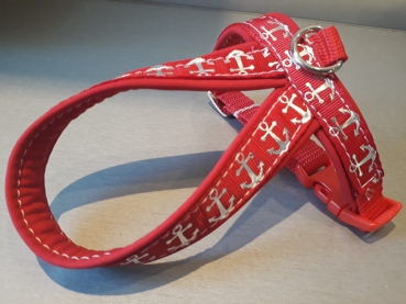 Führgeschirr Anker rot 2,5cm breit mit Polsterung