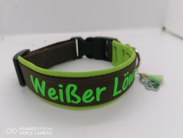 Wunschtext Halsband personalisiertes Halsband Hundehalsband grün/braun mit Polsterung