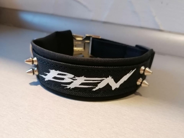 Personalisiertes Hundehalsband schwarz /weiß