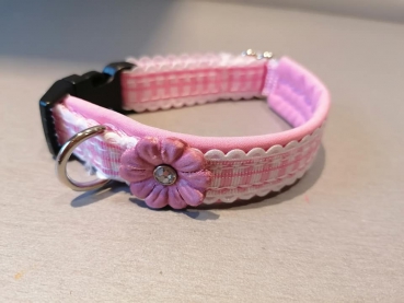 Hundehalsband kariert rosa 2cm breit