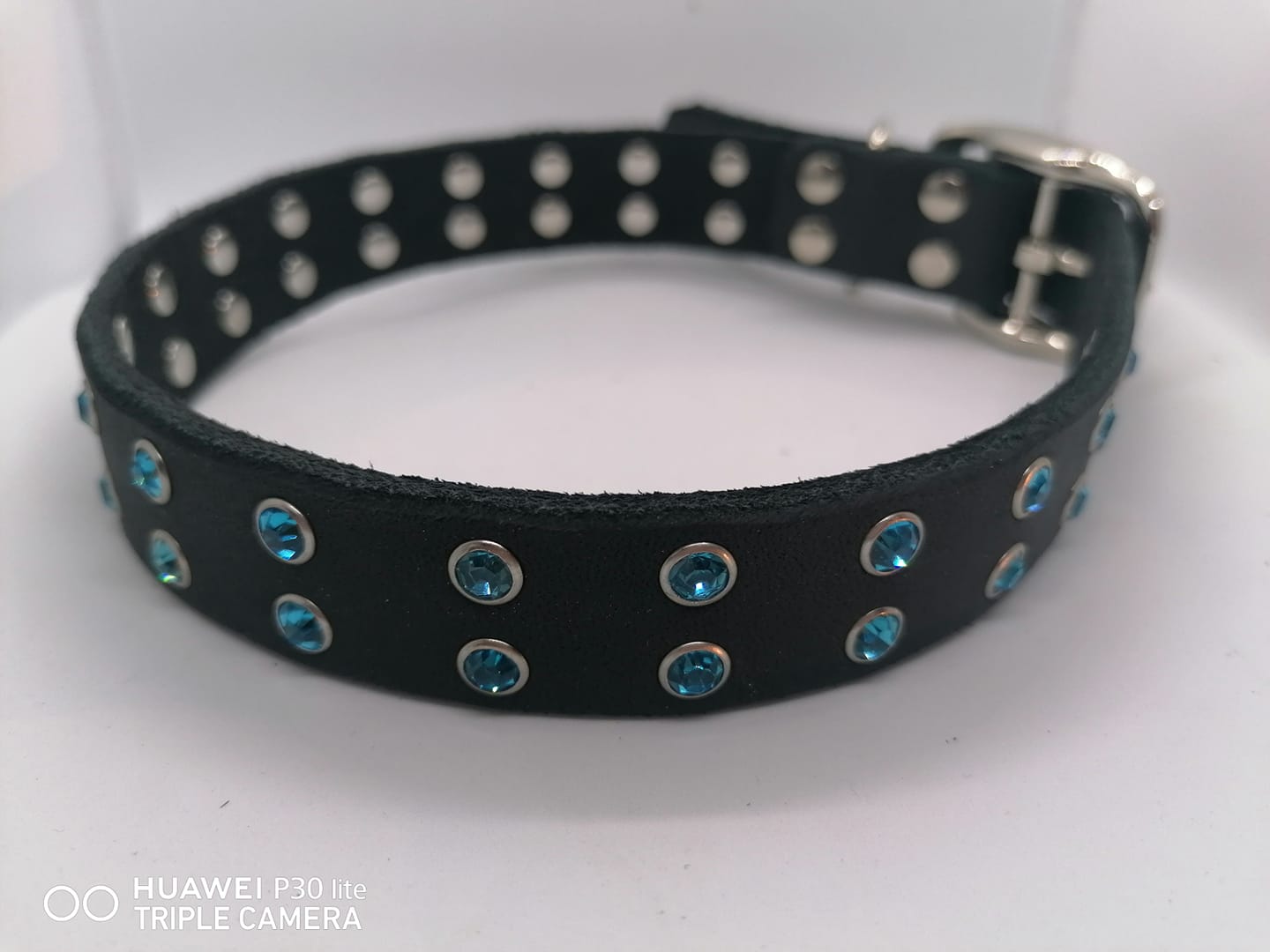 Haoyueer Hundehalsband Mit Strass – Größe S, Pink, PU-Leder, Verstellbar 21–27 Cm, 3 Reihen Glitzersteine