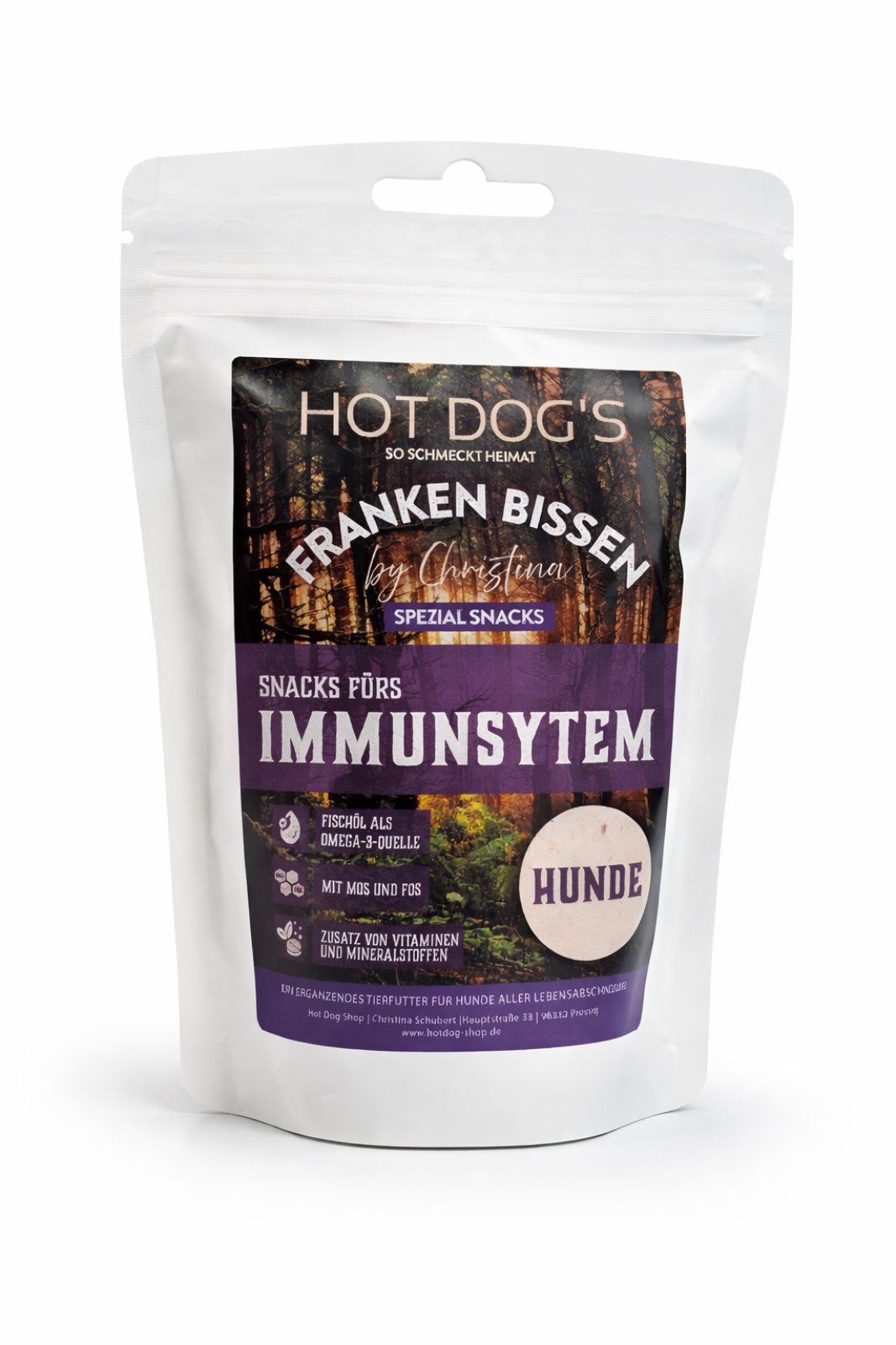 Hot Dog`s Franken Bissen - Snacks fürs Immunsysthem 70g Ergänzungsfuttermittel für Hunde