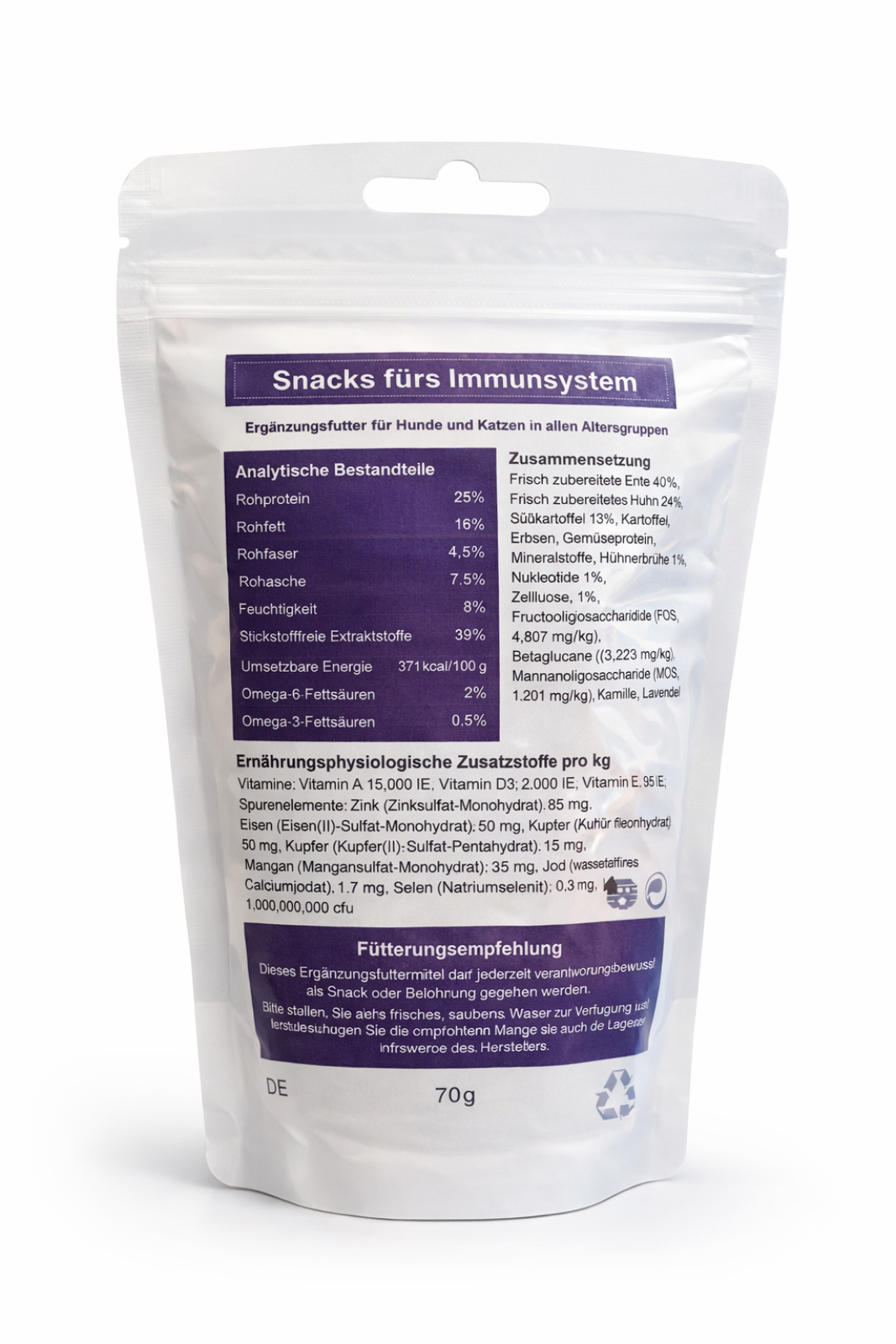 Hot Dog`s Franken Bissen - Snacks fürs Immunsysthem 70g Ergänzungsfuttermittel für Hunde