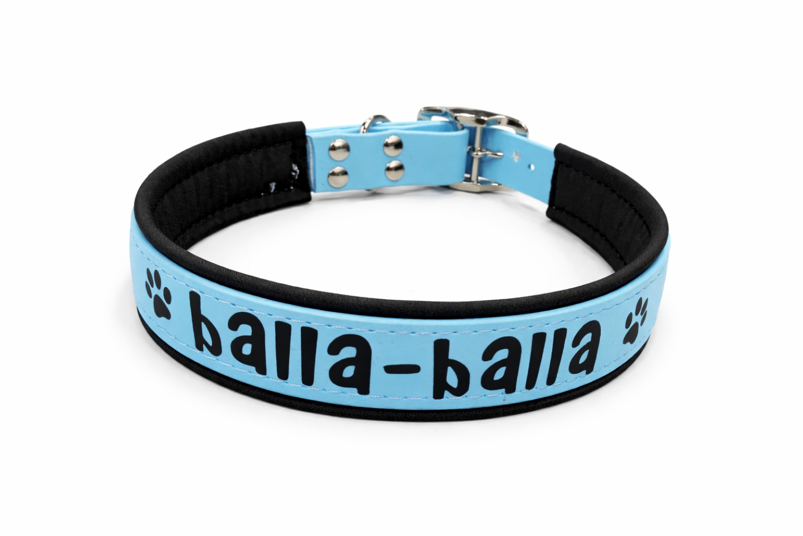 SkyBlack Comfort- Biothane-Halsband mit Softshell-Polster