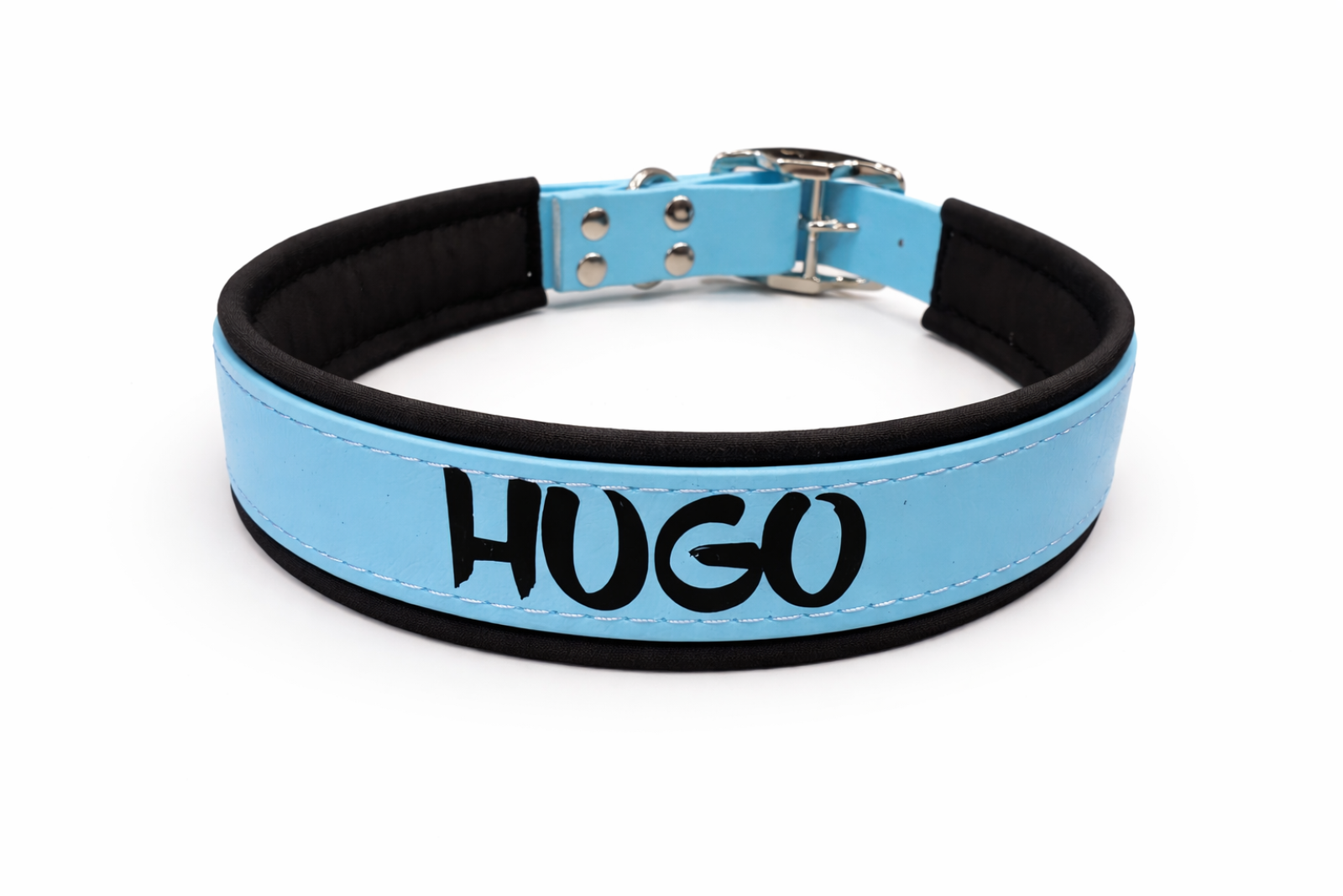 SkyBlack Comfort- Biothane-Halsband mit Softshell-Polster