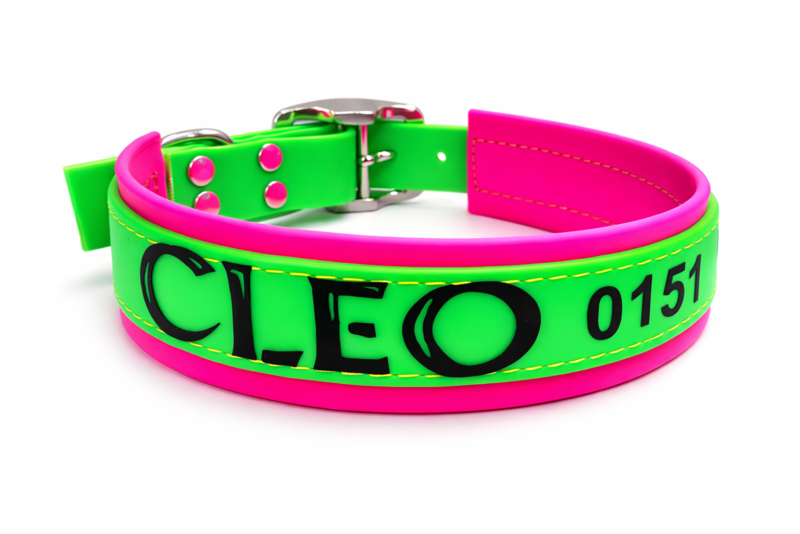 BioThane Halsband Neon - personalisierbar mit Wunschtext
