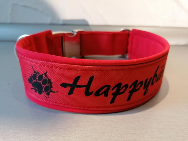 Hundehalsband Wunschtexthalsband Namenshalsband rot mit Polsterung