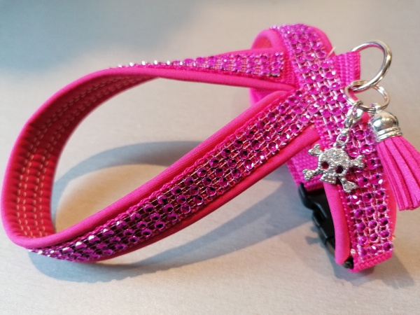 Führgeschirr mit Strass Strassgeschirr pink mit Polsterung