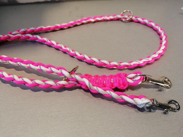 Paracord Hundeleine rund pink reflektierend