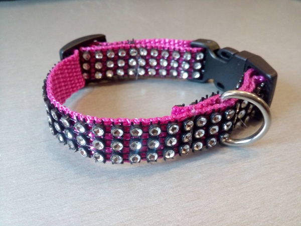 Strass Hundehalsband Welpenhalsband XS 1,5 cm breit mitwachsend Glitzer Halsband