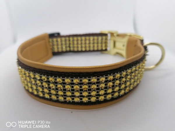 Strasshalsband Hundehalsband Glitzer Halsband gold