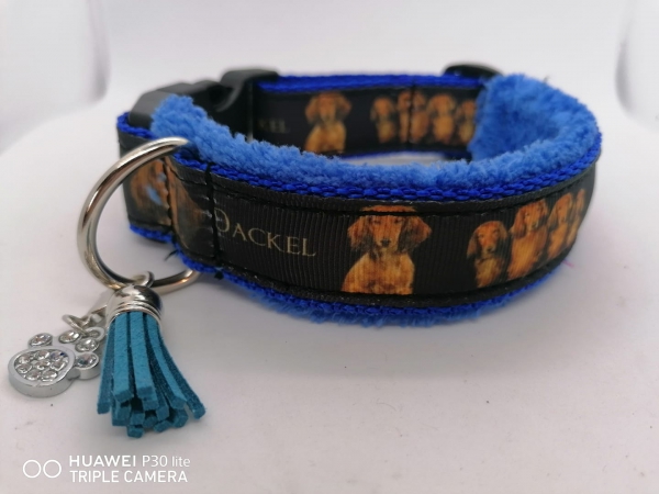 Langhaar Dackel  Halsband 3,5cm breit mit Polster