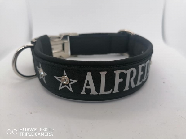 Personalisiertes Hundehalsband schwarz /weiß