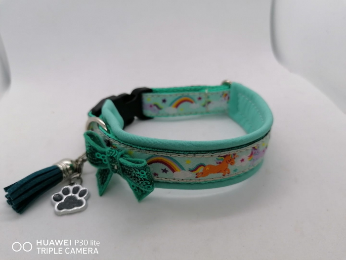 Mini Hundehalsband Einhorn mintgrün