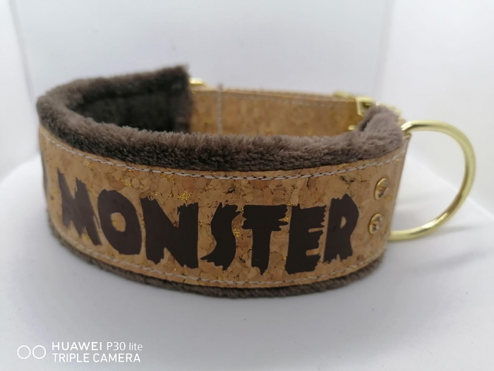 Personalisiertes Hundehalsband aus Kork braun