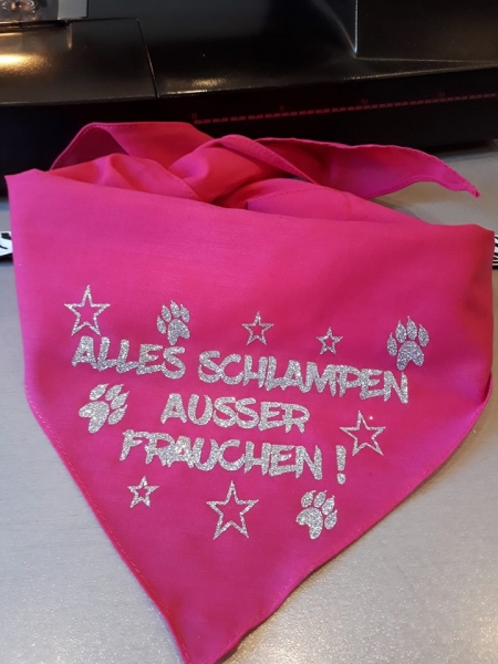 Halstuch zum Knoten alles Sch... außer Frauchen Glitzertext Hundehlastuch