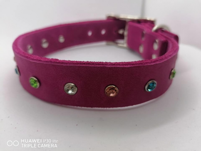 Fettlederhalsband pink