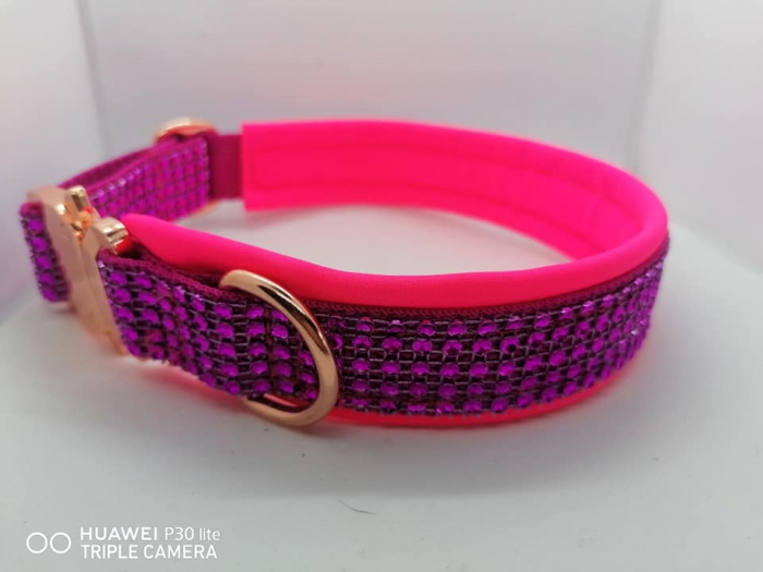 Hundehalsband Strassoptik pink