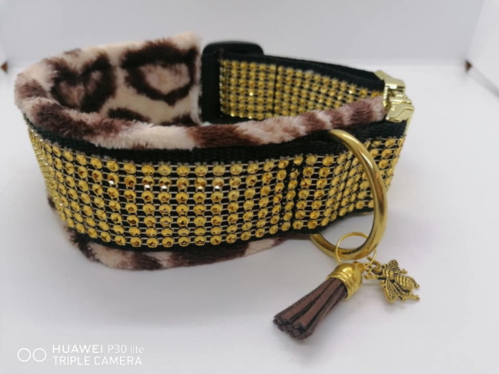 Strasshalsband Hundehalsband mit Strass Leolook