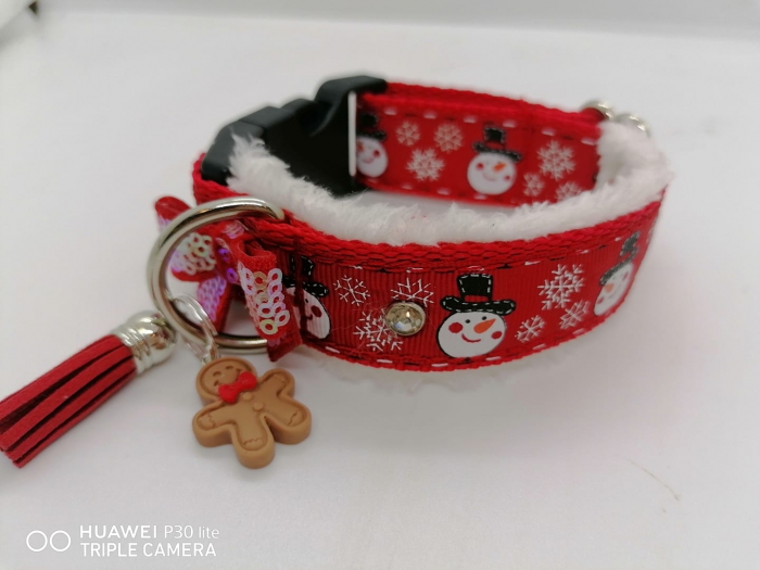 Weihnachtshalsband Schneemann Hundehalsband mit Polsterung