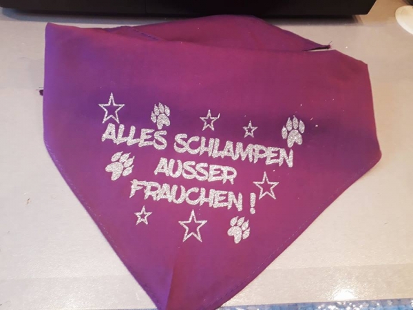 Halstuch zum Knoten alles Sch... außer Frauchen Glitzertext Hundehlastuch