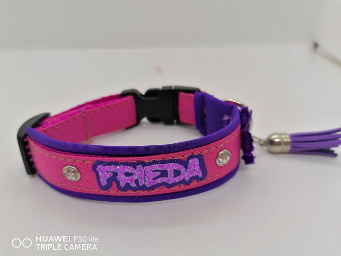 Personalisiertes Hundehalsband lila/pink