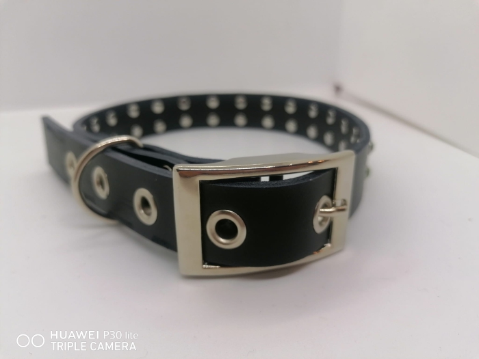 Echtleder/ Fettleder Hundehalsband Lederhalsband schwarz