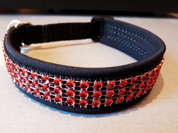 Strass Hundehalsband Strasshalsband Glitzer Halsband rot gepolstert